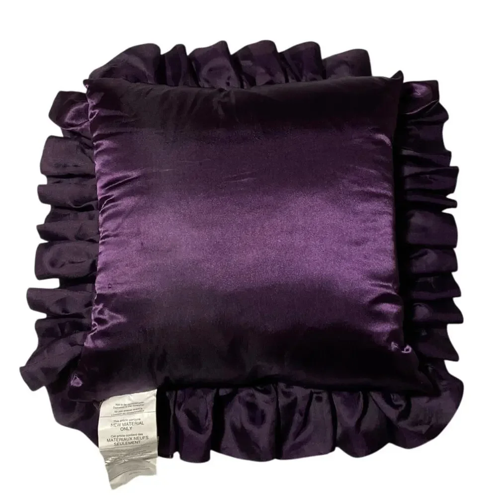 Vintage Pier 1 Flounce Purple Ruffle Pillow Satin 18 x 18 inch Ruffles Square